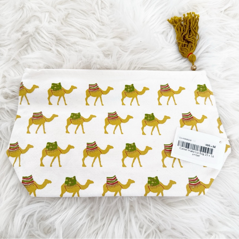 Camel Print  travel Pouch with Tassel